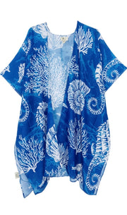 Blue Seahorse Coral Kimono