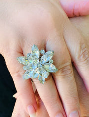 Clear Crystal Floral Stretch Ring