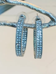 Double Pave Inverted Hoop Earrings In Silver