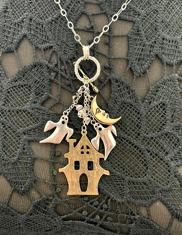 Haunted House Toggle Necklace Charm