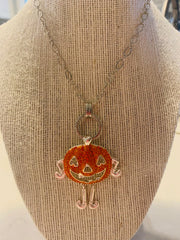 Crystal Jack O'Lantern Face Dangler Pin/Pendant