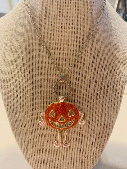 Crystal Jack O'Lantern Face Dangler Pin/Pendant