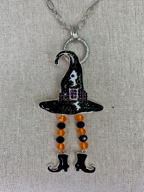 Dangle Leg Witch Hat Pin/Pendant
