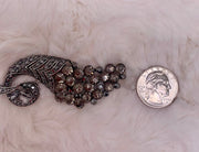 Black and Antiqued Silver-Toned Cornucopia Pin