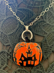 Haunted House Pumpkin Pin/Pendant