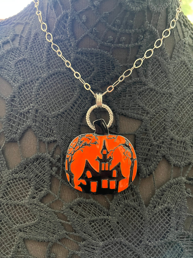 Haunted House Pumpkin Pin/Pendant