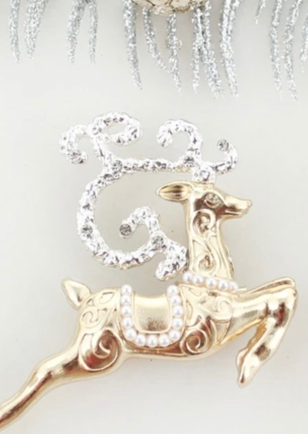 Gold and Silver Reindeer Pin/Pendant