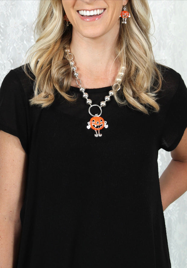 Crystal Jack O'Lantern Face Earrings