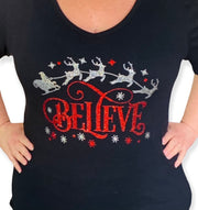 Believe Rhinestone - Signature Holiday Tee