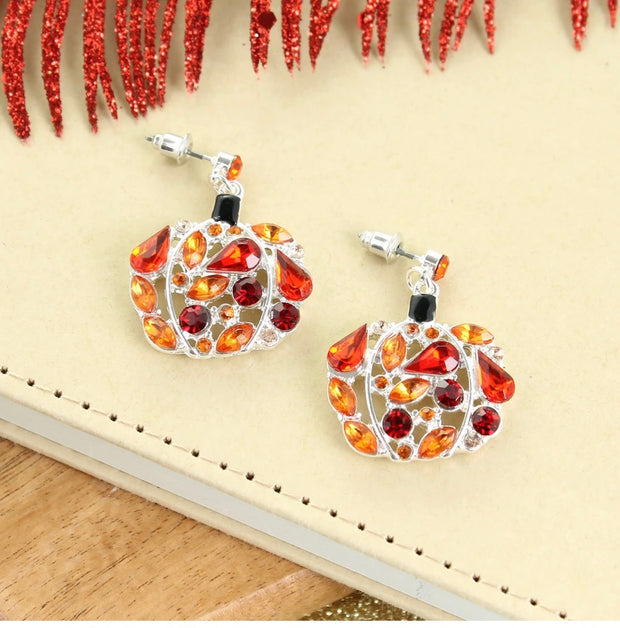 Rhinestone Pumpkin Earrings