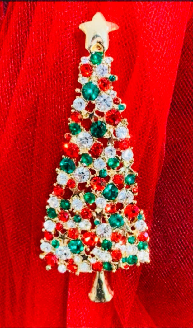 Red & Green Christmas Tree Pin