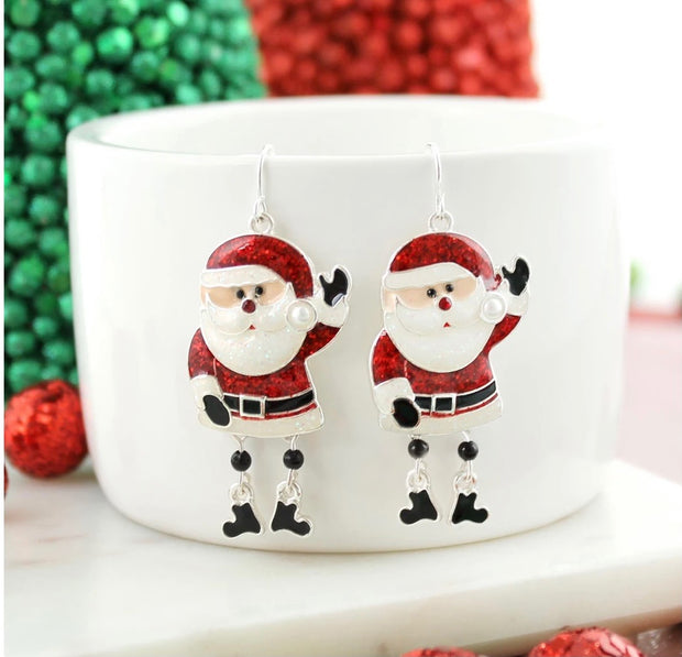 Dangle Leg Santa Earrings