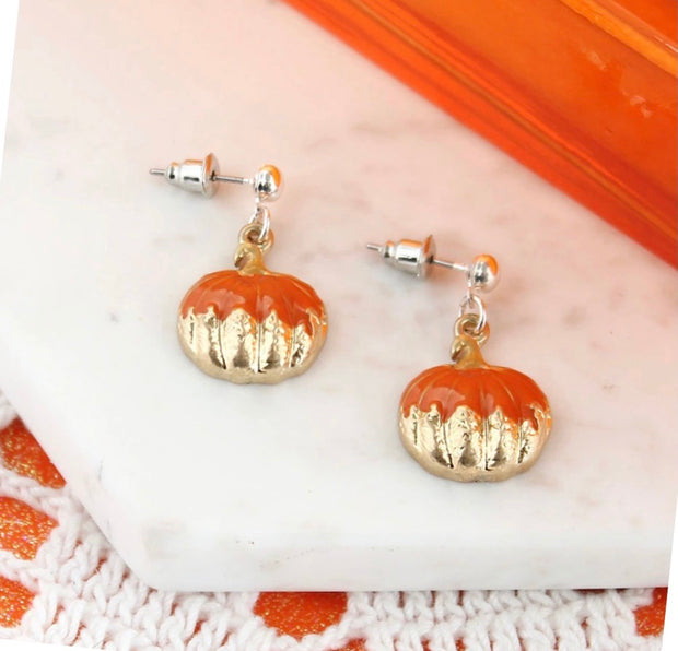 Gold Dipped Pumpkin Earrings