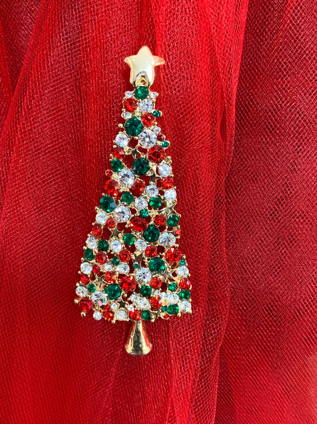 Red & Green Christmas Tree Pin