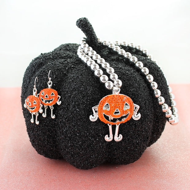 Crystal Jack O'Lantern Face Earrings